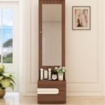 Wood Single Door Wooden Vanity Dressing Table (Rainforest Brown)