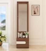 Wood Single Door Wooden Vanity Dressing Table (Rainforest Brown)