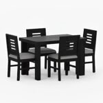 Furniture Solid Wood Dining Table with 4 Chairs - Image 2