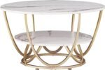 Round Coffee Table for Living Room | Modern Sofa Side Table with 2-Tier Storage - Image 3