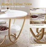 Round Coffee Table for Living Room | Modern Sofa Side Table with 2-Tier Storage - Image 4