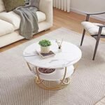 Round Coffee Table for Living Room | Modern Sofa Side Table with 2-Tier Storage - Image 2