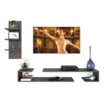 Black Stack Engineered Wood TV Entertainment Wall Unit - Image 3